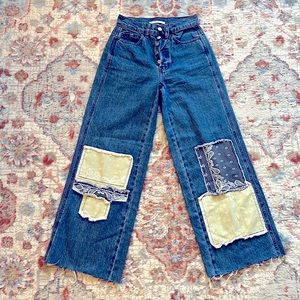 pacsun blue jeans with patchwork size 23